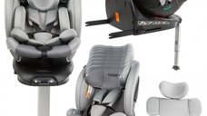 Scaun auto Kidwell GoCar Gri cu isofix, grupa 40-135 cm, i-Size, omologare R129, rotativ 360, protectie laterala ASP