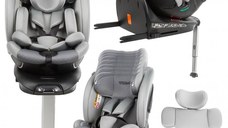 Scaun auto Kidwell GoCar Gri cu isofix, grupa 40-135 cm, i-Size, omologare R129, rotativ 360, protectie laterala ASP
