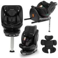 Scaun auto Kidwell GoCar Negru cu isofix, grupa 40-135 cm, i-Size, omologare R129, rotativ 360, protectie laterala ASP - 1