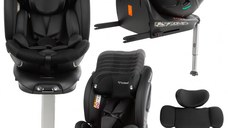 Scaun auto Kidwell GoCar Negru cu isofix, grupa 40-135 cm, i-Size, omologare R129, rotativ 360, protectie laterala ASP