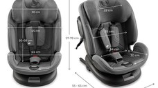Scaun auto Kinderkraft XPedition 3 Grey i-Size 40-150 cm, Isofix, Top-Tether, Sistem Easy Spin 360, Protectie SPS, Spatar reglabil, Insertie ergonomica