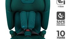 Scaun auto pentru copii Kinderkraft Fix2go Green, 76-150 cm, I-size, pliabil, prindere Top tether, spatar reglabil, SPS