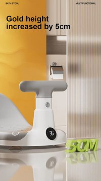 Scaun de baie bebelusi Little Mom Green, cu spatar si ghidon de sustiere, afisaj de temperatura integrat, margini rotunjite si fixare cu ventuze, compatibilitate universala, dimensiune 37 x 27.2 x 20.6 cm - 3
