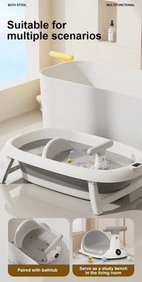 Scaun de baie bebelusi Little Mom Green, cu spatar si ghidon de sustiere, afisaj de temperatura integrat, margini rotunjite si fixare cu ventuze, compatibilitate universala, dimensiune 37 x 27.2 x 20.6 cm - 4
