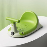 Scaun de baie bebelusi Little Mom Green, cu spatar si ghidon de sustiere, afisaj de temperatura integrat, margini rotunjite si fixare cu ventuze, compatibilitate universala, dimensiune 37 x 27.2 x 20.6 cm - 6