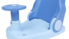 Scaun de baie Little Mom Driver Blue cu volan si spatar ajustabil in 3 pozitii, fixare cu ventuze