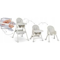 Scaun de masa 3in1 transformabil in scaunel clasic,cu cos de depozitare,baza antiderapanta,masuta reglabila,suport picioare si husa detasabila Ricokids Milo Gri - 1