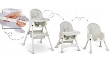 Scaun de masa 3in1 transformabil in scaunel clasic,cu cos de depozitare,baza antiderapanta,masuta reglabila,suport picioare si husa detasabila Ricokids Milo Gri