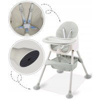 Scaun de masa 3in1 transformabil in scaunel clasic,cu cos de depozitare,baza antiderapanta,masuta reglabila,suport picioare si husa detasabila Ricokids Milo Gri - 4