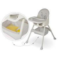Scaun de masa 3in1 transformabil in scaunel clasic,cu cos de depozitare,baza antiderapanta,masuta reglabila,suport picioare si husa detasabila Ricokids Milo Gri - 5