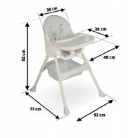 Scaun de masa 3in1 transformabil in scaunel clasic,cu cos de depozitare,baza antiderapanta,masuta reglabila,suport picioare si husa detasabila Ricokids Milo Gri - 6