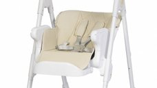 Scaun de masa multifunctional 2 in 1, pliabil, reglabil pe inaltime, cu Centura de siguranta si 2 tavite de servire, Colibro Noto Almond