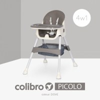 Scaun de masa multifunctional 4 in 1, Pliabil, cu Cos de depozitare, cu ham de siguranta, Tavita dubla detasabila, 70 x 56 x 92 cm, greutate 3.8 kg, Colibro Picolo Dove - 1