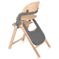 Scaun de masa multifunctional Megan Lionelo, din lemn de fag, 6 luni- adult, reglabil pe inaltime, husa impermeabila, tavita silicon, suport de picioare reglabil, greutate maxima 110 Kg, Gri - 3