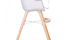 Scaun de masa pentru copii Buba Carino Roz 2 in 1 din lemn de fag, suport pentru picioare, tapiterie din piele ecologica