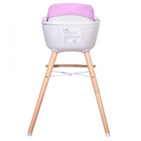 Scaun de masa pentru copii Buba Carino Roz 2 in 1 din lemn de fag, suport pentru picioare, tapiterie din piele ecologica - 2