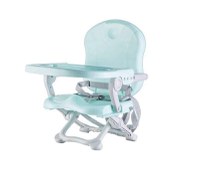 Scaun de masa pentru copii, Little Mom, model tip booster, design compact, pliabil si portabil, inaltime reglabila 4 pozitii, tavita detabila, compatibilitate universala, dimensiune 50 x 30 x 35 cm, Green - 3