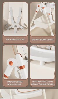 Scaun de masa pentru copii, Little Mom, multifunctional 3 in 1, pliabil, cu Tavita dubla extensibila, cu roti, cos pentru accesorii si husa detasabila, dimensiune 71 x 48 x 89 cm, Grey - 2
