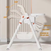 Scaun de masa pentru copii, Little Mom, multifunctional 3 in 1, pliabil, cu Tavita dubla extensibila, cu roti, cos pentru accesorii si husa detasabila, dimensiune 71 x 48 x 89 cm, Grey - 5