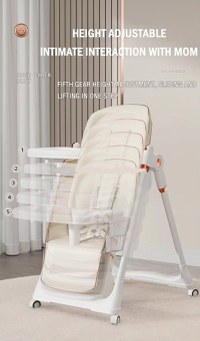 Scaun de masa pentru copii, Little Mom, multifunctional 3 in 1, pliabil, cu Tavita dubla extensibila, cu roti, cos pentru accesorii si husa detasabila, dimensiune 71 x 48 x 89 cm, Grey - 6