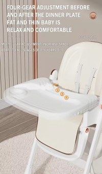 Scaun de masa pentru copii, Little Mom, multifunctional 3 in 1, pliabil, cu Tavita dubla extensibila, cu roti, cos pentru accesorii si husa detasabila, dimensiune 71 x 48 x 89 cm, Grey - 7