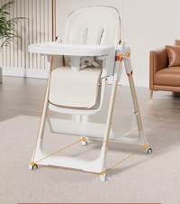 Scaun de masa pentru copii, Little Mom, multifunctional 3 in 1, pliabil, cu Tavita dubla extensibila, cu roti, cos pentru accesorii si husa detasabila, dimensiune 71 x 48 x 89 cm, Grey - 9