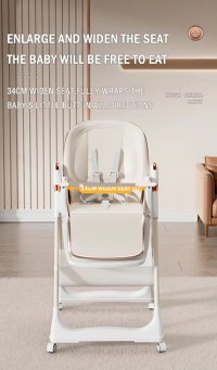 Scaun de masa pentru copii, Little Mom, multifunctional 3 in 1, pliabil, cu Tavita dubla extensibila, cu roti, cos pentru accesorii si husa detasabila, dimensiune 71 x 48 x 89 cm, Grey - 10