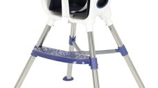 Scaun de masa transformabil Little Mom, multifunctional, cu tavita ajustabila, husa detasabila din piele ecologica, suport pentru picioare, dimensiune 75 x 53 x 83 cm, Elite Blue
