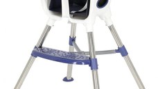 Scaun de masa transformabil Little Mom, multifunctional, cu tavita ajustabila, husa detasabila din piele ecologica, suport pentru picioare, dimensiune 75 x 53 x 83 cm, Elite Blue