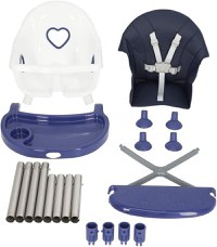 Scaun de masa transformabil Little Mom, multifunctional, cu tavita ajustabila, husa detasabila din piele ecologica, suport pentru picioare, dimensiune 75 x 53 x 83 cm, Elite Blue - 8