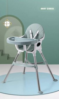Scaun de masa transformabil Little Mom, multifunctional, cu tavita ajustabila, husa detasabila din piele ecologica, suport pentru picioare, dimensiune 75 x 53 x 83 cm, Elite Green - 4