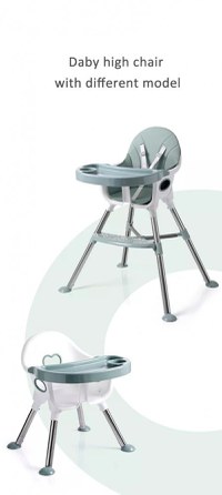 Scaun de masa transformabil Little Mom, multifunctional, cu tavita ajustabila, husa detasabila din piele ecologica, suport pentru picioare, dimensiune 75 x 53 x 83 cm, Elite Green - 5