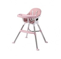 Scaun de masa transformabil Little Mom, multifunctional, cu tavita ajustabila, husa detasabila din piele ecologica, suport pentru picioare, dimensiune 75 x 53 x 83 cm, Elite Pink - 1