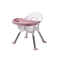 Scaun de masa transformabil Little Mom, multifunctional, cu tavita ajustabila, husa detasabila din piele ecologica, suport pentru picioare, dimensiune 75 x 53 x 83 cm, Elite Pink - 4