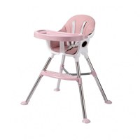 Scaun de masa transformabil Little Mom, multifunctional, cu tavita ajustabila, husa detasabila din piele ecologica, suport pentru picioare, dimensiune 75 x 53 x 83 cm, Elite Pink - 7