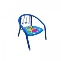 Scaun metalic pentru copii Novokids Little Chair Albastru, Sezut moale cu sunete, Interior si exterior, Dimensiuni 36x36x34 cm, Vopsea lucioasa - 1