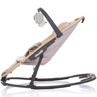 Scaunel balansoar Chipolino Senso Biscotta Wood cu spatar reglabil, bara de jucarii, suport pentru cap, centuri de siguranta, pliere compacta - 1