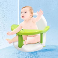 Scaunel de baie pentru bebelusi Little Mom Grey, pliabil, design ergonomic cu spatar si maner de transport, fixare cu ventuze, dimensiune 32 x 32 x 28 cm - 1