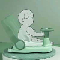 Scaunel de baie pentru copii Little Mom Car Blue cu design pliabil, ergonomic, volan de sustinere, spatar ajustabil in 3 unghiuri diferite, fixare cu ventuze, dimensiune 38 x 28.5 x 30.8 cm - 2