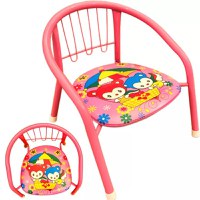 Scaunel pentru copii NiceKids cu cadru metalic, sezut moale, spatar ergonomic si picioare stabile cu protectie antiderapanta, inaltime 36 cm, Pink Bears - 1