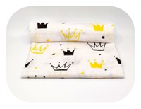 Scutec din muselina tetra 70x80 cm model Crown Black  Yellow - 1