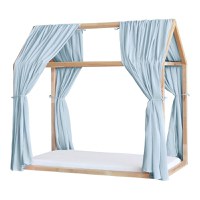 Set 2 baldachine muselina pentru pat tip casuta, Little Amy, Albastru deschis, 2x385 cm pentru pat 140x200 cm - 3