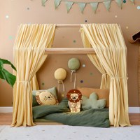 Set 2 baldachine muselina pentru pat tip casuta, Little Amy, Galben, 2x315 cm pentru pat 90x180 cm - 1