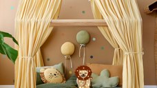 Set 2 baldachine muselina pentru pat tip casuta, Little Amy, Galben, 2x315 cm pentru pat 90x180 cm