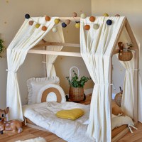 Set 2 baldachine muselina pentru pat tip casuta, Little Amy, Gold Princess, 2x315 cm pentru pat 90x200 cm - 1