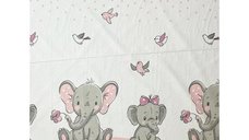 Set 2 cearceafuri din bumbac pentru saltea 120x60 cm Beberoyal ElefantBirds Roz
