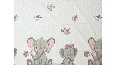 Set 2 cearceafuri din bumbac pentru saltea 120x60 cm Beberoyal ElefantBirds Roz