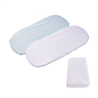 Set 2 cearsafuri cosulet si landou 72x30 cm din bumbac alb bleu + protectie impermeabila - 2