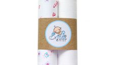Set 2 scutece pentru bebelusi EgaKids, reutilizabile, cu fibra de bambus, dimensiune 70 x 80 cm, model Flowers