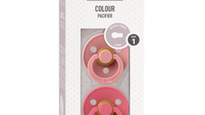 Set 2 suzete Bibs Colour Latex tetina rotunda 0 luni + Dusty PinkCoral